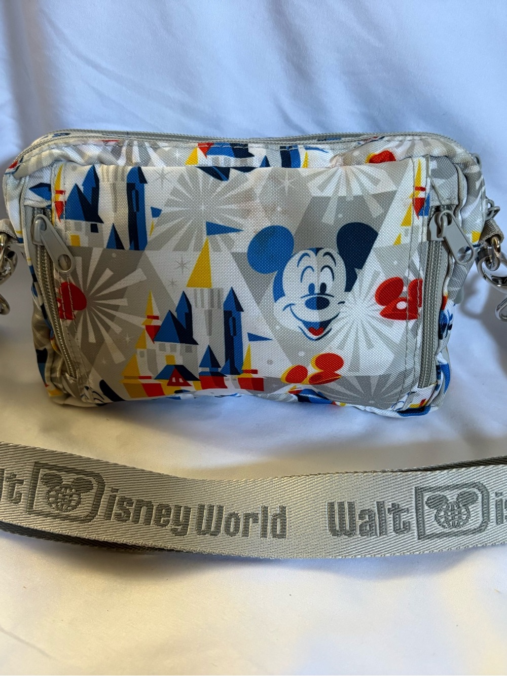 Disney Mickey Mouse Gray Multicolor Crossbody Belt Bag